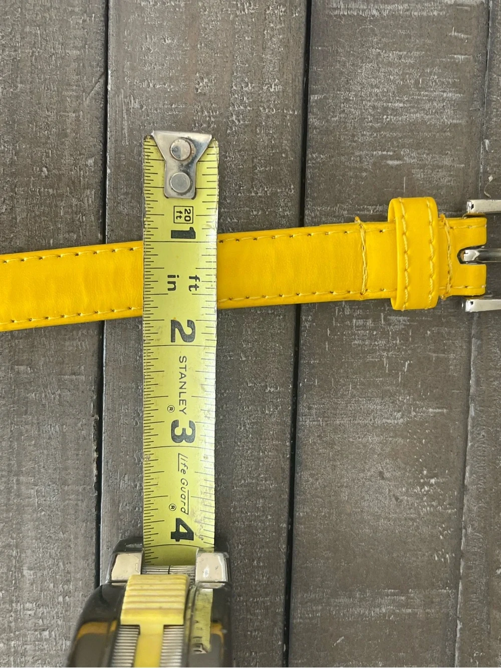 Slim Yellow Women's Leather Belt with Silver Buckle